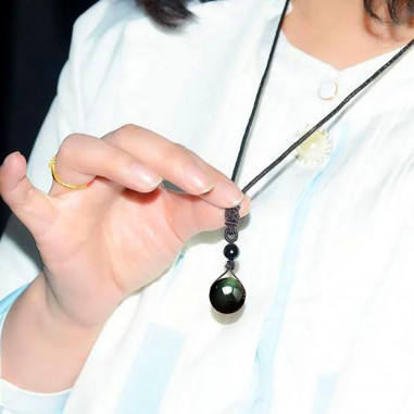 Pendentif en obsidienne oeil céleste 2 perles