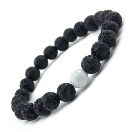 Bracelets pour couple Pierre de lave et Howlite 8 mm