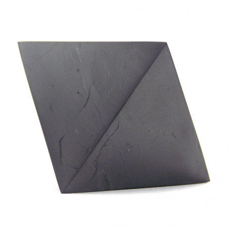 Shungite octaèdre facettée de profil