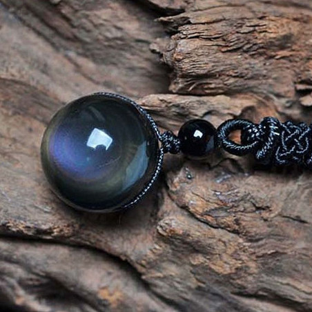 Pendentif en obsidienne oeil céleste 2 perles