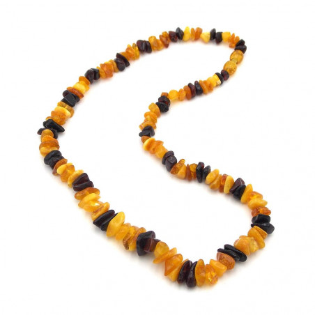 Collier Adulte en éclats d'Ambre véritable Multicolore fermoir à vis