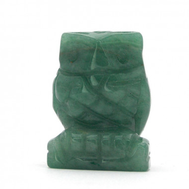 Hibou en Aventurine verte vue face