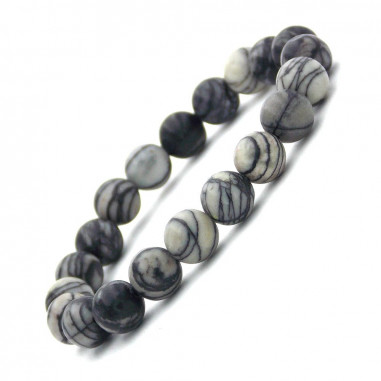 Bracelet en Jaspe Picasso perles 8 mm