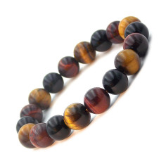 Bracelet mix Oeil de tigre, Oeil de taureau, Oeil de faucon perles 8 mm 2