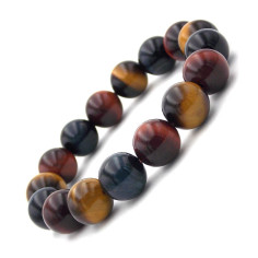 Bracelet mix Oeil de tigre, Oeil de taureau, Oeil de faucon perles 8 mm 2