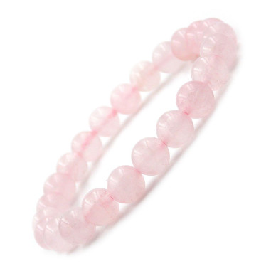 Bracelet en quartz rose perles rondes