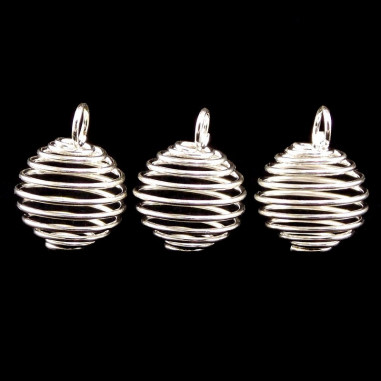 lot de 3 Cages pendentif pour pierre taille S argentée