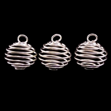Lot de3 Cages pendentif pour pierre taille M argentée